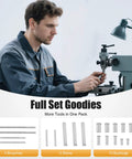 Technician using lathe with Complete Pro Grade 22 Piece Keyway Broach Kit With 4mm B1 5mm B1 6mm C 8mm C Broaches 5 Shims 13 Bushings