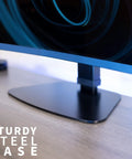 Durable Heavy Duty Freestanding Monitor Mount Desk Stand Rock Solid Height Adjustable Arm For 17 To 32 Inch Screens Portrait Landscape Tilt Swivel Vesa Plate Black with sturdy steel base on desk
