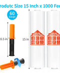 Industrial Strength Stretch Film 15 Inch By 1000 Feet Pallet Wrap With Handles Heavy Duty Clear 60 Gauge Moving Wrap 2 Pack Rolls