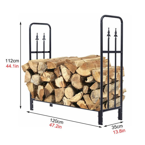 Heavy Duty Firewood Rack For Indoor Or Outdoor Use Log Holder And Storage Bracket Kit Built Tough Firewood Organizer With Black Finish Perfect For Fireside Stacks And Lumber By The Hearth