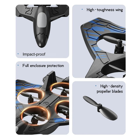 Close-up of 2.4G RC Plane With Barometric Altitude Hold, highlighting impact-proof design, high-density propeller blades.
