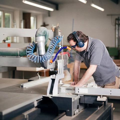 Worker using machine with Two Pack Quick Install Magnetic Base Shield Kit With Adjustable Arm For Welding Automotive Repair