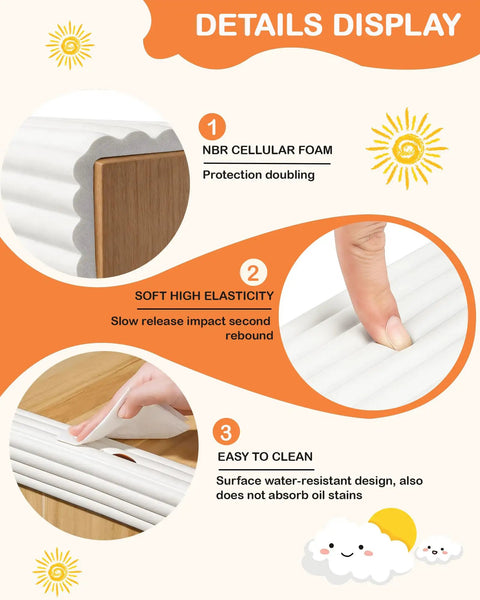 NBR cellular foam detail of Super Snug W Shape Corner Protectors With Pre Taped Edge Guard for Furniture Safety for kids and pets.
