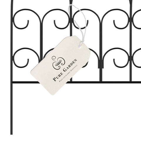 Metal Garden Fencing Set Of 5 Interlocking Panels For Flower Beds And Landscaping Decorative Scroll Edging With Lawn Stakes