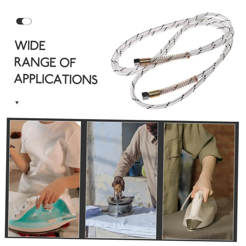 Medium Temperature Steam Hose for Steam Irons, 3 Meter High Pressure Tube, shown with various ironing and cleaning tools.