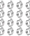 Stainless Steel Hose Clamps 16 Pack Worm Gear Drive SAE 20 Clamp Range Three Quarters To One And Three Quarters Inch Twenty Millimeter To Forty Four Millimeter For Automotive Plumbing 304 Stainless Steel