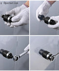 Using Beefy 6 Ton Manual Knockout Hole Punch Kit with Ratchet on metal panel, easy operation for conduit holes, includes six die set.