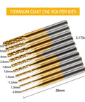 Dope Pro Grade 10 Piece Titanium Coated End Mills Set With 1 Eighth Inch Shank Micro Engraving Router Bits for CNC Machines and Rotary Tools