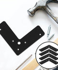 Heavy Duty Stainless Steel Corner Bracket Set, 4 Pack Flat Angle Braces, woodworking tools, black metal brackets, hardware support