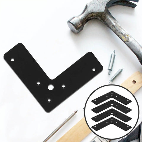 Heavy Duty Stainless Steel Corner Bracket Set, 4 Pack Flat Angle Braces, woodworking tools, black metal brackets, hardware support