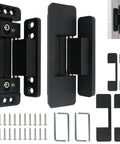 Ultra Thin Concealed Door Hinges That Stay Put With No Sag And 2 Way Adjustable Tech For Secret Doors, black finish, 2 pack