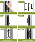 Heavy Duty Gate Hinges 7-Inch Silent Bearing Outdoor Gate Hardware, Stainless Steel Strength For Any Weather, Waterproof And Rust-Resistant, Easy Install With Included Screws, installation steps shown
