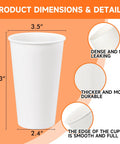 Image showing 200 Pack 16 Oz Disposable Coffee Cups Sturdy White Paper Cups For Hot And Cold Drinks Leak Proof Coffee Cups.