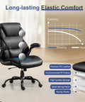 400 Lbs Capacity Big And Tall Leather Executive Office Chair With Padded Flip Up Armrests and Elastic Comfort Chart
