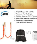 6 Foot Internal Shock Absorbing Fall Protection Lanyard With Double Forged Snap Hook Connectors ANSI Z359.13 2013 Compliant image