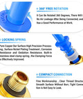 Close-up of blue straight push to connect fitting for 4mm tube OD M5 thread with sealing ring, highlighting rotation and locking features.