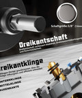 GSTK 14‑piece heavy‑duty carbide hole saw set with titanium‑plated pilots; metal drill bit shown in a drill chuck