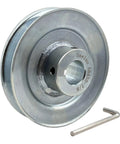 Single Groove Web Pulley For V Belt Drive 4.5 Inch Outside Diameter Seven Eighths Inch Bore Carbon Steel Zinc Plated with Hex Key