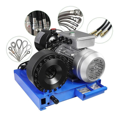Industrial Grade Electric Hydraulic Hose Press Automatic Crimping Machine For High Pressure Pipe And Fitting Setup with detailed motor design.