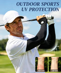Keep Your Arms Shaded And Locked In With These Adjustable UV Sun Sleeves Featuring A Handy Watch Cutout Thumb Loop And Anti Roll Closure For Effortless Cooling On Every Road Journey, shown in outdoor sports use.