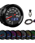 Front view of SINCO TECH 52mm oil pressure gauge with digital display and 7-color backlight
