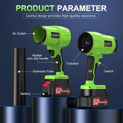 Cordless Leaf Blower With Turbo Jet Power And Beast Speed 980000 RPM Blowing Rate Dual 21V Batteries Plus Charger product details