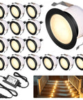 Warm White 16 Pack Recessed LED Deck Lights, 1.22 Inch Diameter, 0.94 Inch Mount Hole, 12V DC Low Voltage, IP67 Waterproof