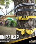 Endless Ratchet Straps 2 Inch Wide by 20 Foot Long Hookless 4 Pack Black, 3,333 Lbs Working Load Limit wrapped around tree