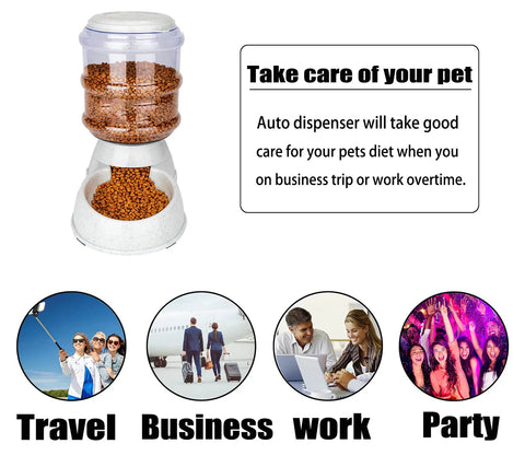 Heavy Duty Automatic Dog Feeder For Large Dogs With 3 Gallon Food Dispenser, Bpa Free Plastic Pet Meal Hub, No Fuss Setup When Youre Taking A Trip Or Heading To Work image showing food hopper and gravity feed bowl.