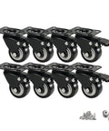 Badass Heavy Duty Casters Set Of 8 Roll Smoother Than Butter With Silent Swivel Plates and Secure Locking Brakes, black swivel casters with mounting plates.