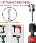 Dual Function Pipe Threading Tool Kit With Easy Flip Dual Head Design shown with drill compatibility and hexagon clamping.