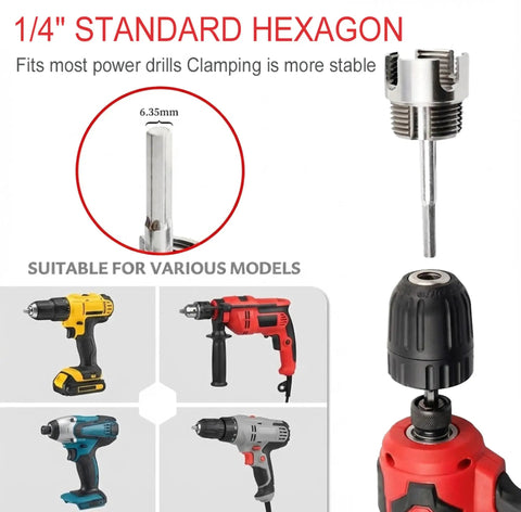 Integrated Internal And External Pipe Threading Tool Set for PVC and Plastic Pipes, dual-head, drill compatible, 1/4" hexagon shaft