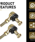2 Pack M10xM10 ATV Tie Rod Ends Kit With Beefy Heavy-Duty Left And Right Hand Threads, Swing Arm Ball Joint Replacement