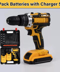 Rock Solid Brushless Cordless Drill Driver With Beast Mode Torque Controls And Smooth Variable Speed Dial For Heavy Duty Job Site Use And Weekend Shop Grinds with 2-pack batteries and charger.