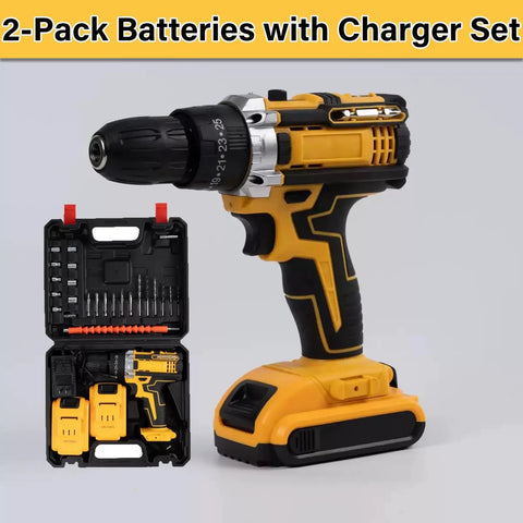 Rock Solid Brushless Cordless Drill Driver With Beast Mode Torque Controls And Smooth Variable Speed Dial For Heavy Duty Job Site Use And Weekend Shop Grinds with 2-pack batteries and charger.