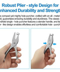 Two Pack One-Eighth Inch Small Hole Punch, Metal Handheld Mini Circle Hole Punch in hand, shown for durability and plier-style design.