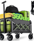 All Terrain Folding Wagon Cart With Wheels And Brakes Lightweight Portable Utility Wagon loaded with luggage and accessories