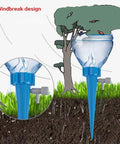 24 Pack Self Watering Spikes for Plants, Hands Free Outdoor Automatic Waterer, Adjustable Valve Drip Controller in use