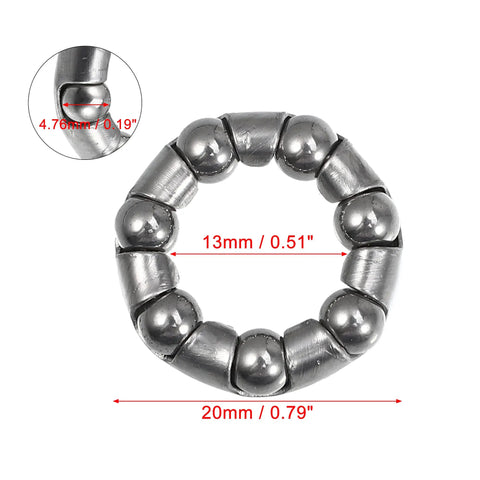 Seven Ball Bearing Cage Retainer For Bike Crank And Wheel Bearings, 20mm Outer Diameter, 13mm Inner Diameter, 4.76mm Ball Size