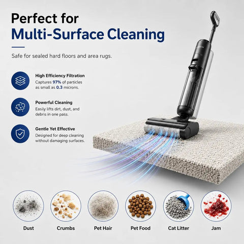 Replacement Brush Rollers And HEPA Filter Kit For Tineco S5 Pro 2 And S5 Cordless Wet Dry Vacuum Cleaner on carpet surface