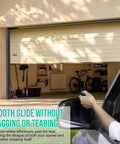 Heavy Duty Garage Door Seal Top And Sides Kit 36 Foot Black Flexible TPE Self Adhesive Weather Stripping installed on garage door