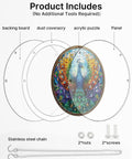 Acrylic Suncatcher Puzzle Kit With Double Sided Peacock Radiance UV Printed Sun Catcher components including frame and chain.