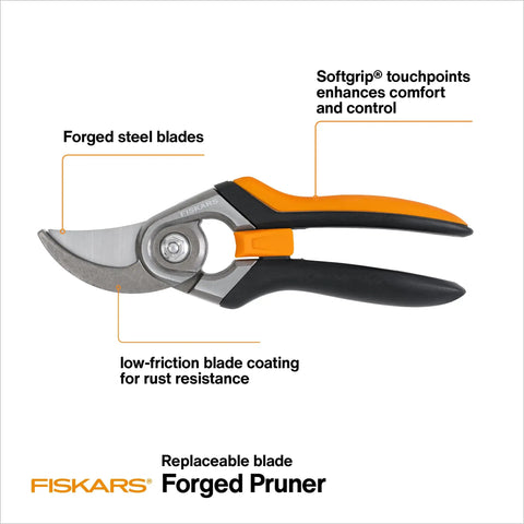 Do-It-All Bypass Pruning Shears With 1-Inch Cut Capacity, Pro Grade Heavy Duty Garden Clippers With Forged Steel Replaceable Blade, Soft Grip Handles, Rust Resistant Low Friction Coating For Live Branches And Stems, forged pruner