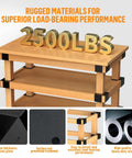 Built Tough Steel Three Way Workbench Bracket Kit with Eight Brackets and 128 Screws for 4x4 and 2x4 Lumber shown on a table.