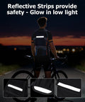 Reflective strips on Lightweight Running Vest With Dual 500ml Soft Flasks enhancing visibility at night for cycling.