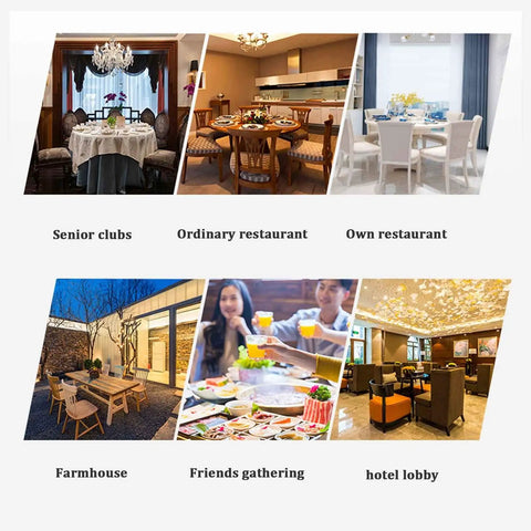 Various dining setups including senior clubs, ordinary restaurant, own restaurant with Rotating Tabletop Serving Tray With Lazy Susan Turntable For Dining Tables.