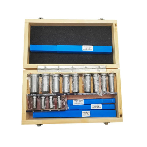 22 Piece Pro Grade Keyway Broach Set For HSS Broaching Tools, Metric Range 12 To 30, includes bushing shim kit in a wooden case