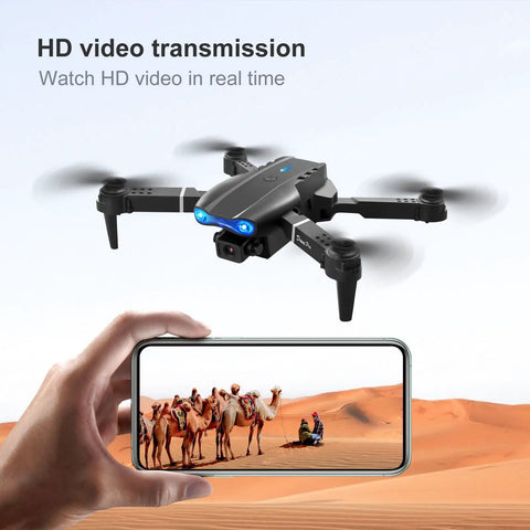 1080P Dual HD Camera FPV Quadcopter for Adults and Beginners capturing desert view on smartphone, WiFi live video