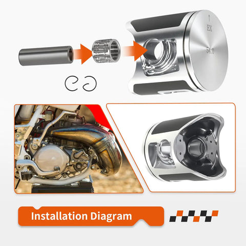 Installation diagram of 54mm Size B Piston Top End Rubuild Kit For Honda CR125R 1992-1999 Rebuild Set Including 13110-KZ4-505