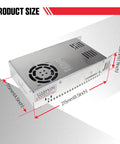 Beefy 500W 72V DC Switching Power Supply dimensions and cooling fan